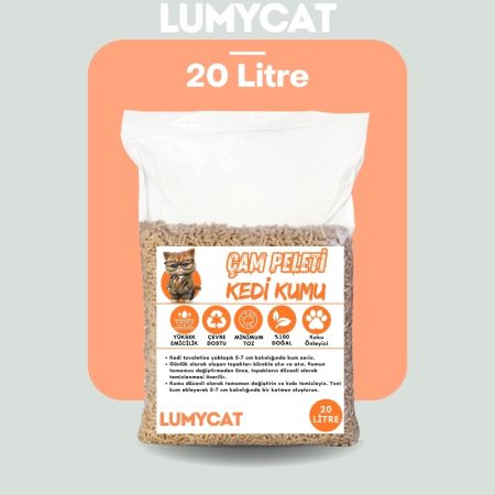 %100 Doğal Çam Peleti Kedi Kumu | 20 litre | Kimyasalsız, Tozutmayan & Solunum Dostu ve Patilere Yapışmayan Özel Formül