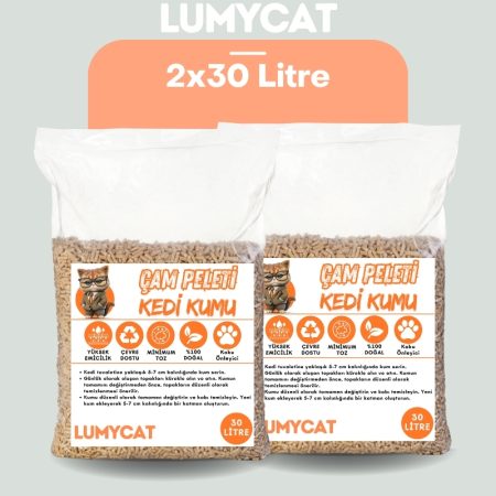 %100 Doğal Çam Peleti Kedi Kumu | 60 litre | Kimyasalsız, Tozutmayan & Solunum Dostu ve Patilere Yapışmayan Özel Formül